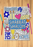 Load image into Gallery viewer, Shabbat Shalom Coloring Sheet