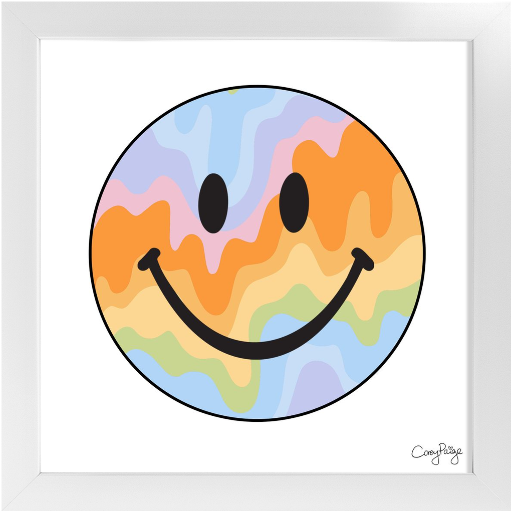 Pastel Drippys Happy Face Framed Print