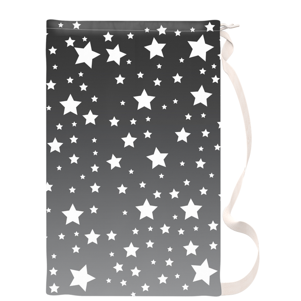 White Stars Gray Ombre Laundry Bag