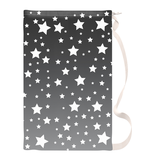 White Stars Gray Ombre Laundry Bag