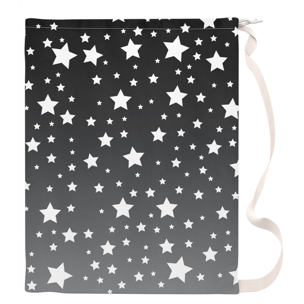 White Stars Gray Ombre Laundry Bag