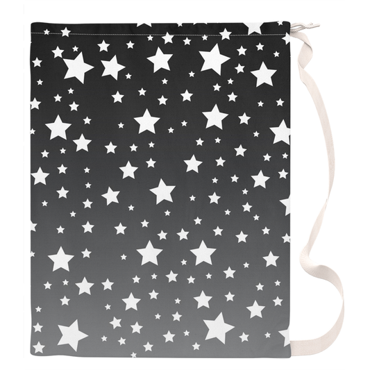 White Stars Gray Ombre Laundry Bag