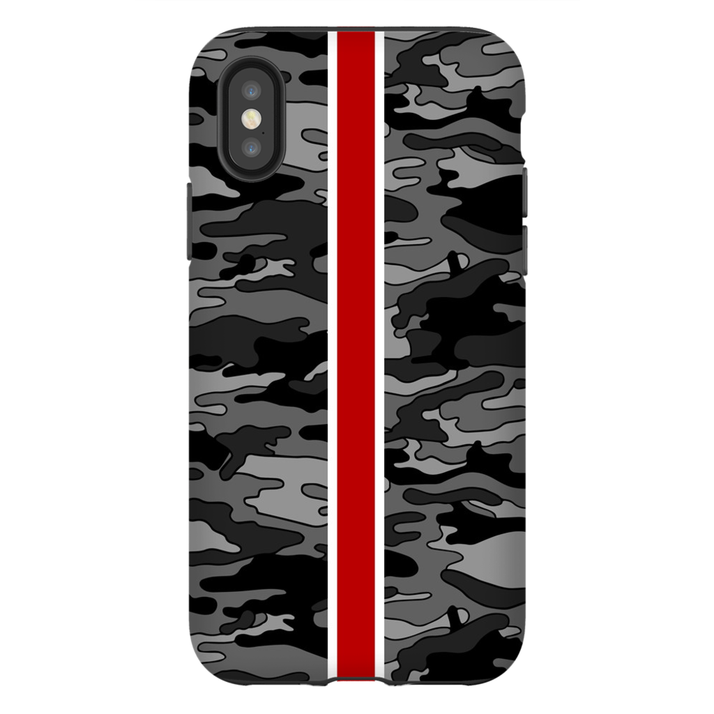 Gray Camo Red Stripe Phone Case