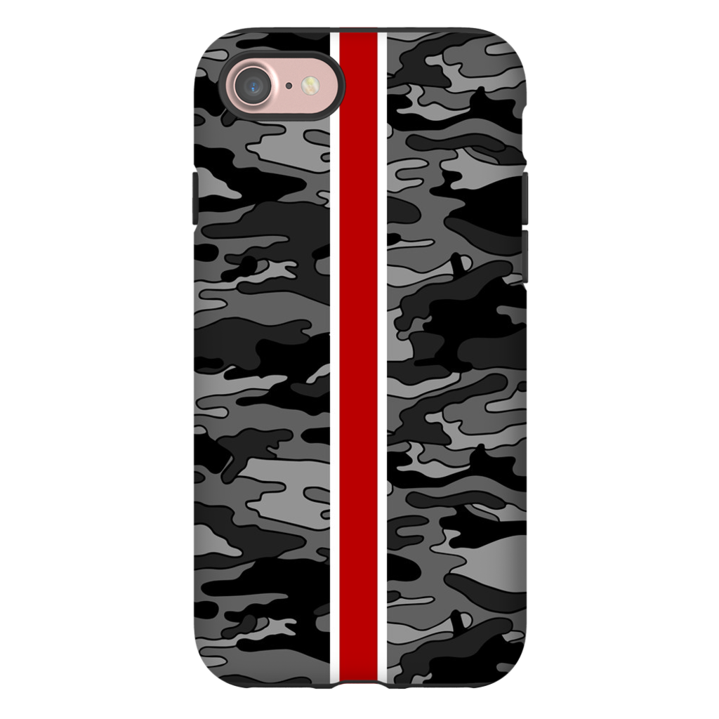 Gray Camo Red Stripe Phone Case