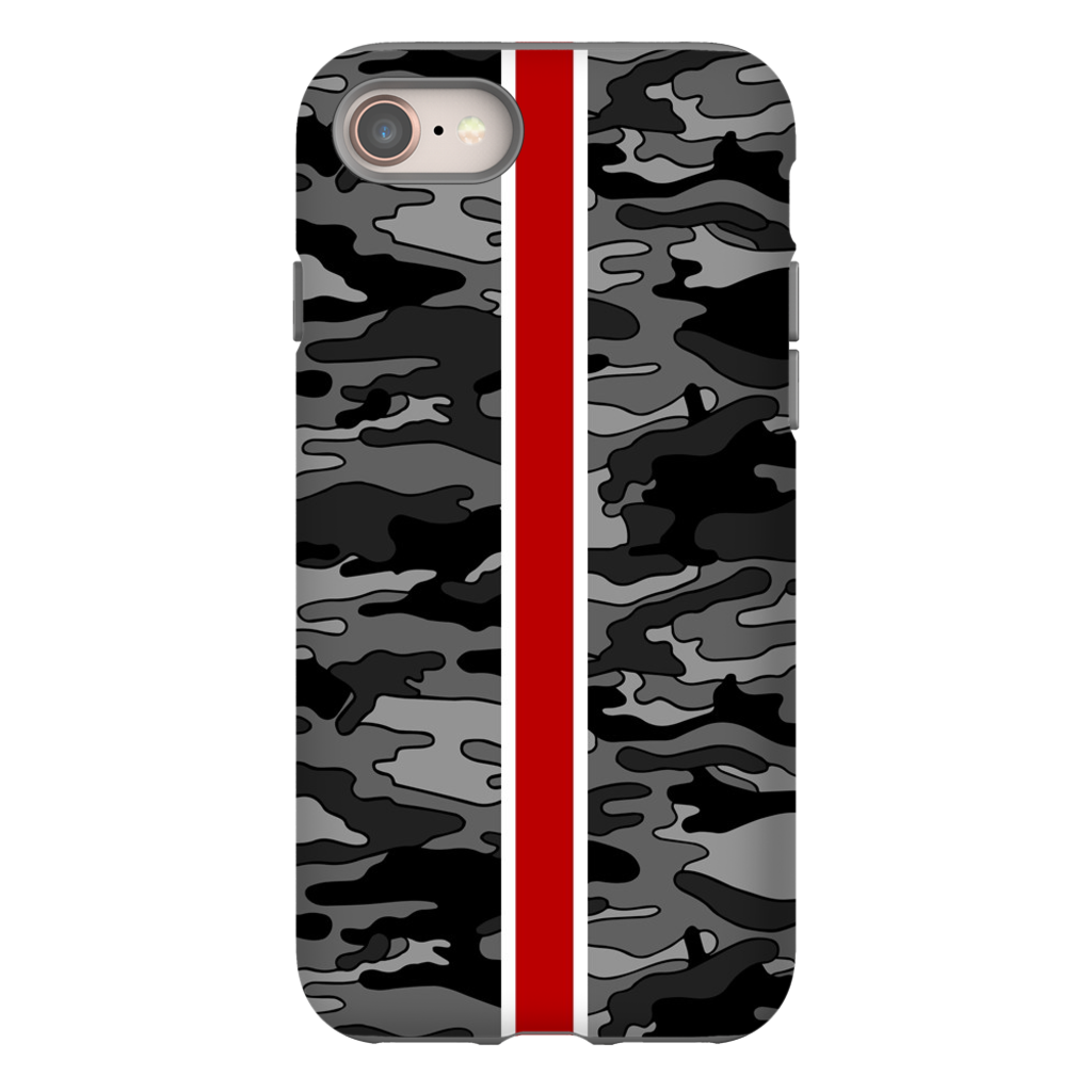 Gray Camo Red Stripe Phone Case