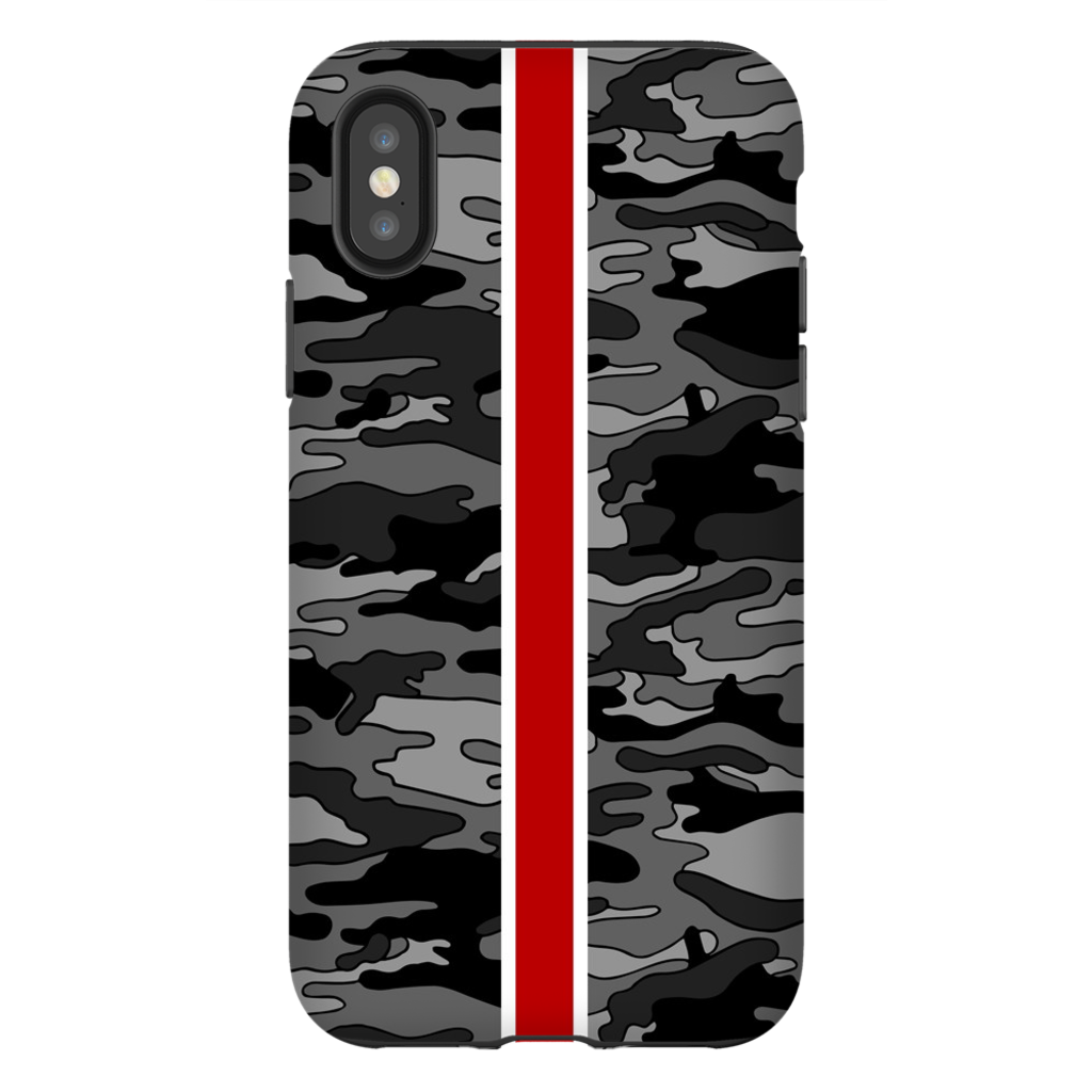Gray Camo Red Stripe Phone Case