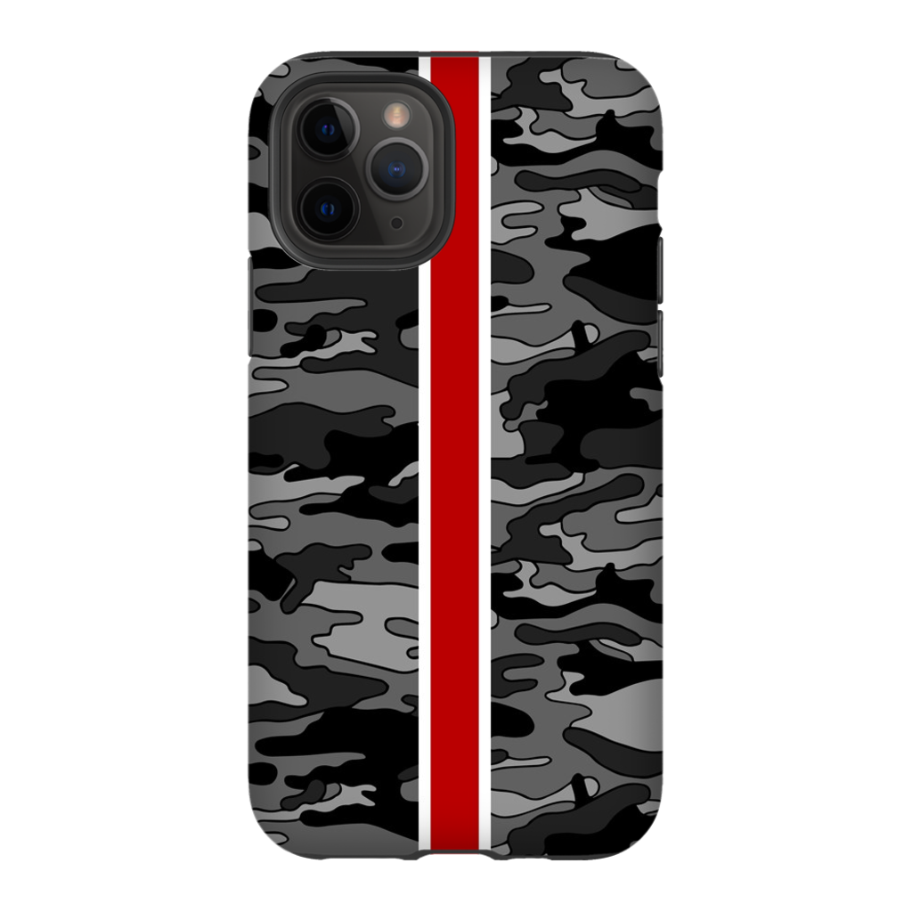 Gray Camo Red Stripe Phone Case