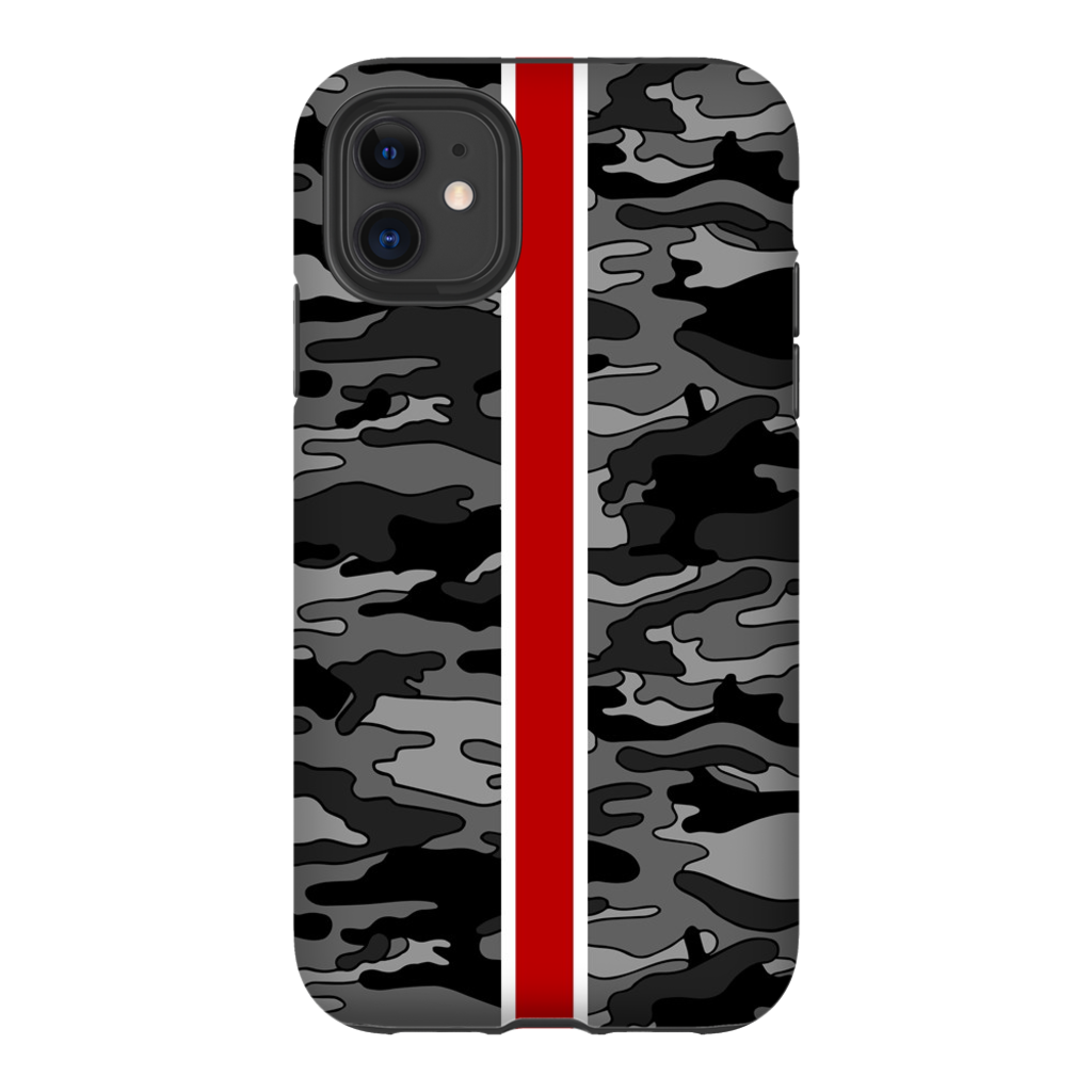 Gray Camo Red Stripe Phone Case