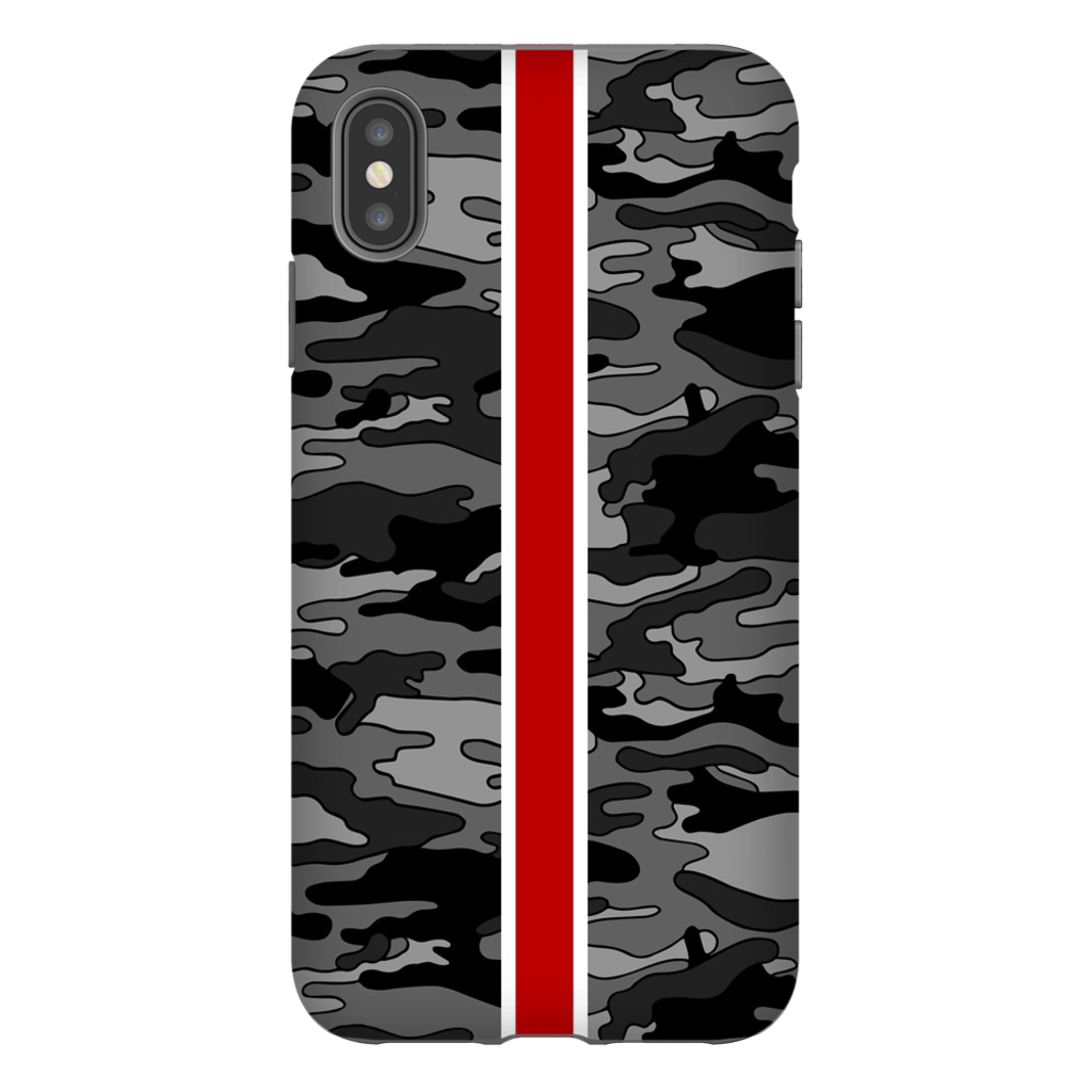 Gray Camo Red Stripe Phone Case