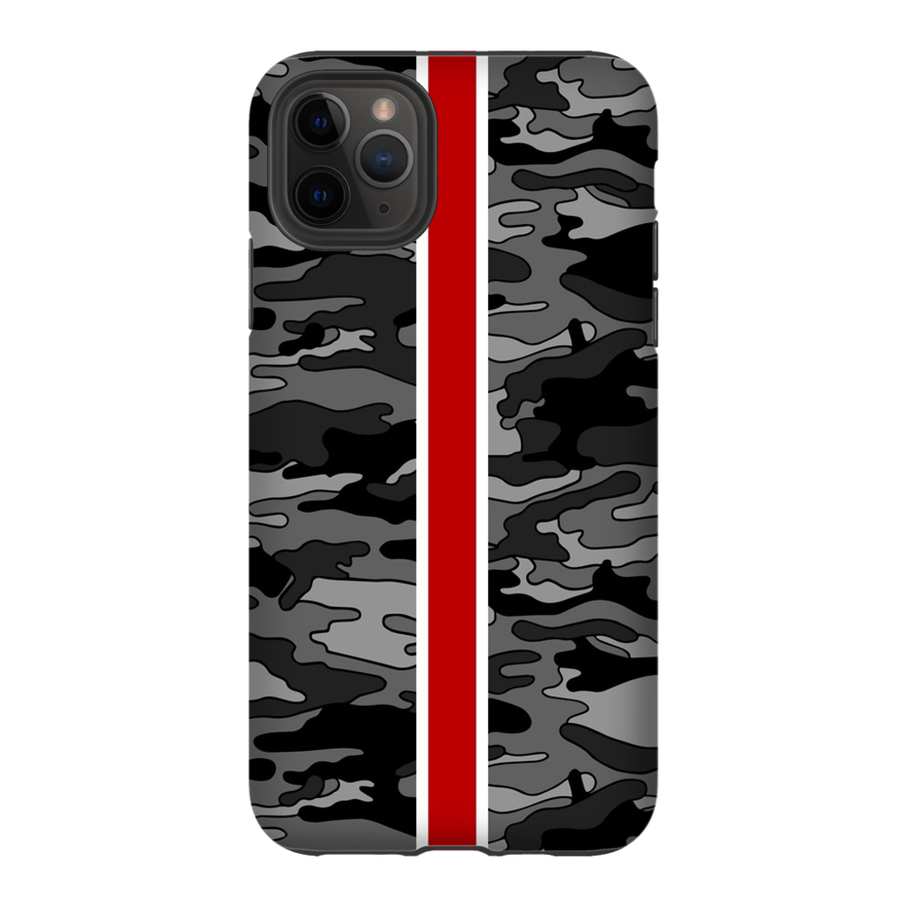 Gray Camo Red Stripe Phone Case
