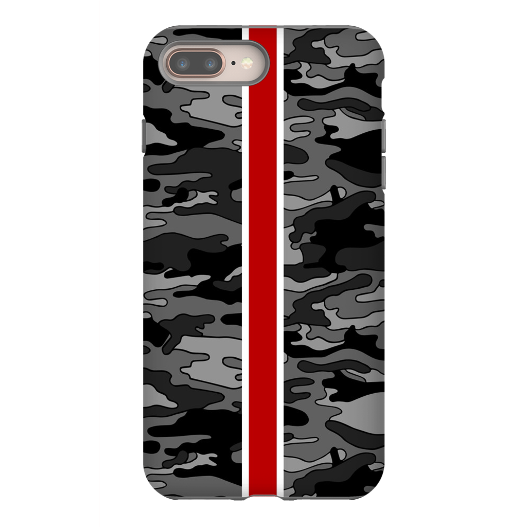 Gray Camo Red Stripe Phone Case
