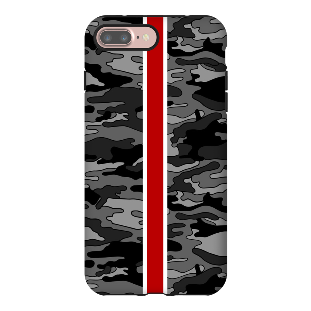 Gray Camo Red Stripe Phone Case