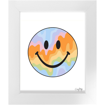 Pastel Drippys Happy Face Framed Print