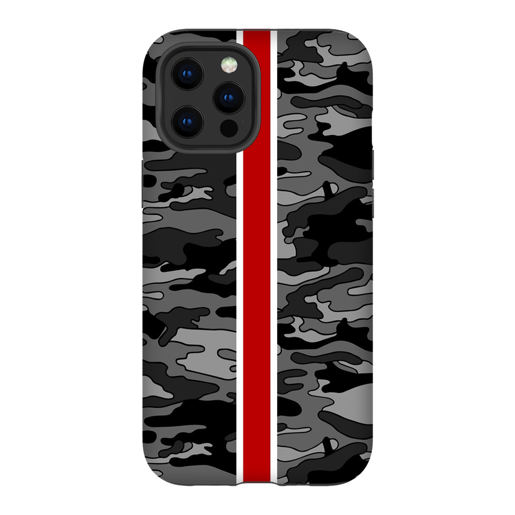 Gray Camo Red Stripe Phone Case