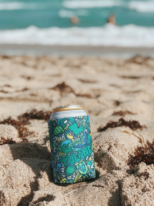 Tulane Collage Koozie