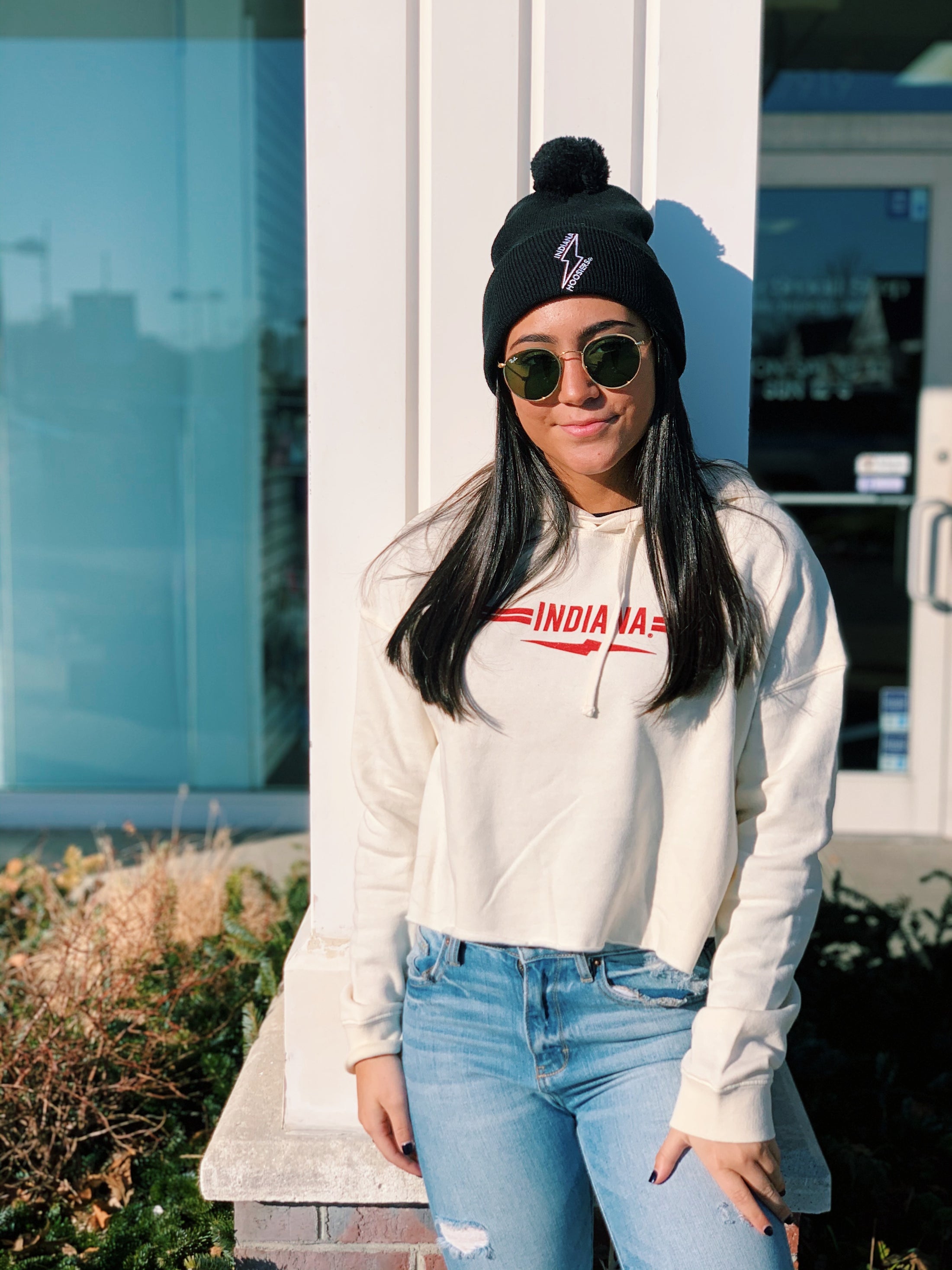 Indiana Lightning Bolt Stripe Cream Sweatshirt