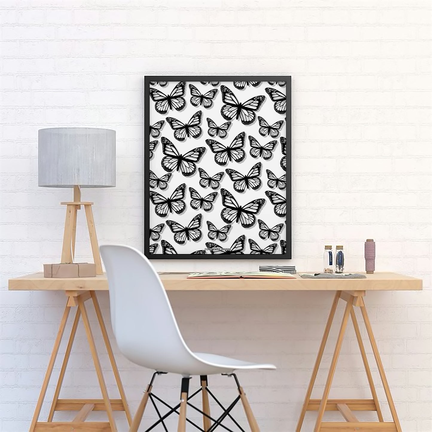 Black Butterflies Framed Print