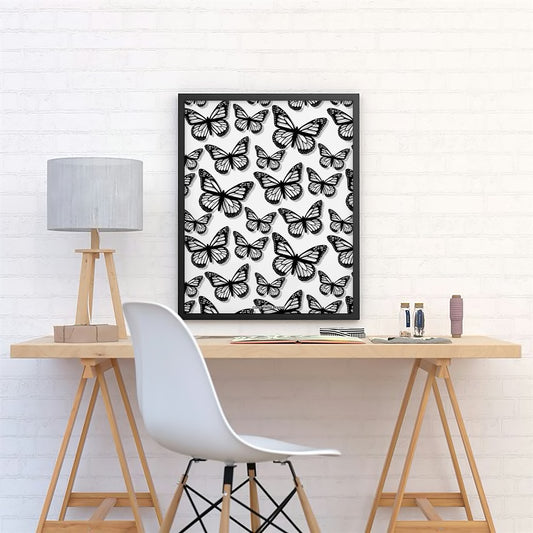 Black Butterflies Framed Print