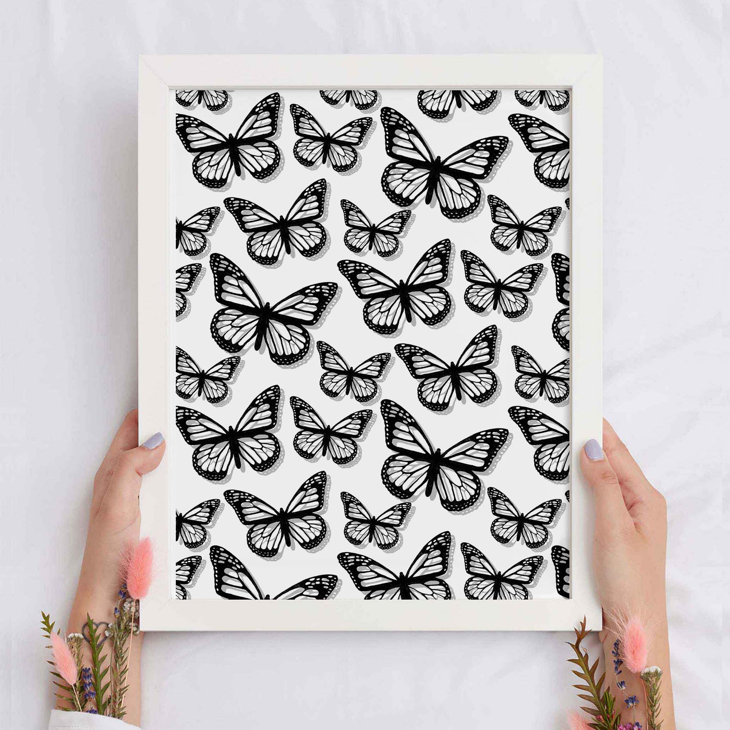 Black Butterflies Framed Print