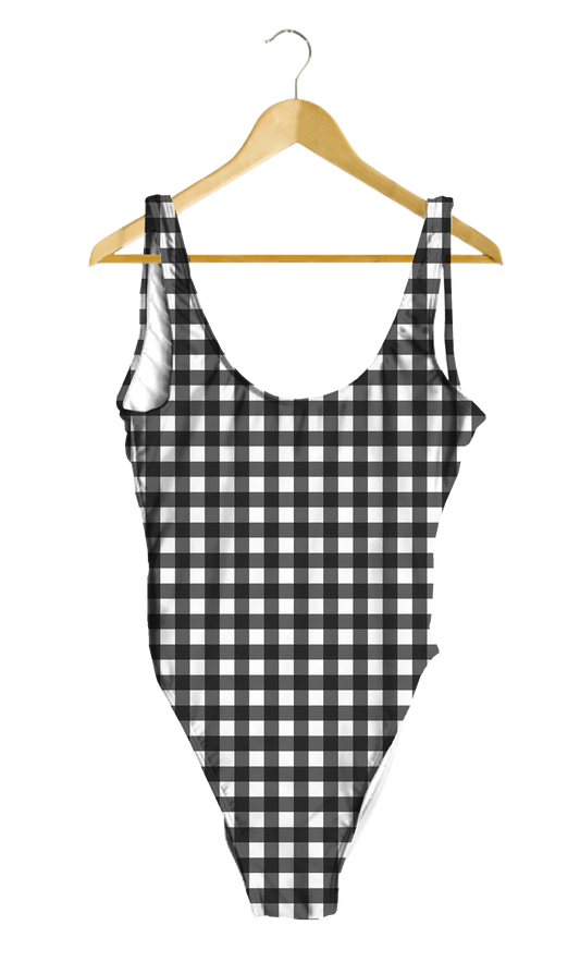 Black Gingham One-Piece