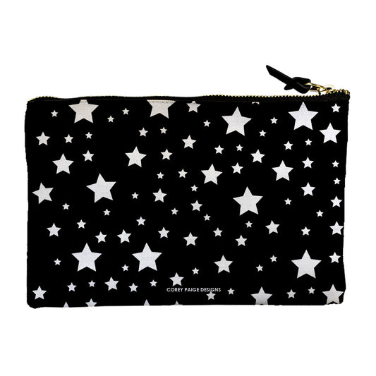 White Stars Black Accessory Pouch