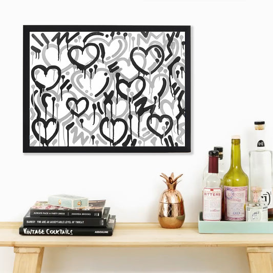 Black and Gray Electric Love Framed Print