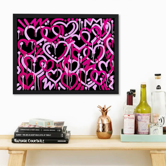 Pink & Black Electric Love Framed Print