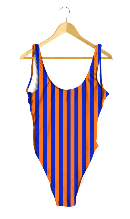 Orange & Blue Striped One-Piece