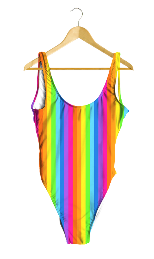 Rainbow Thin Striped One-Piece