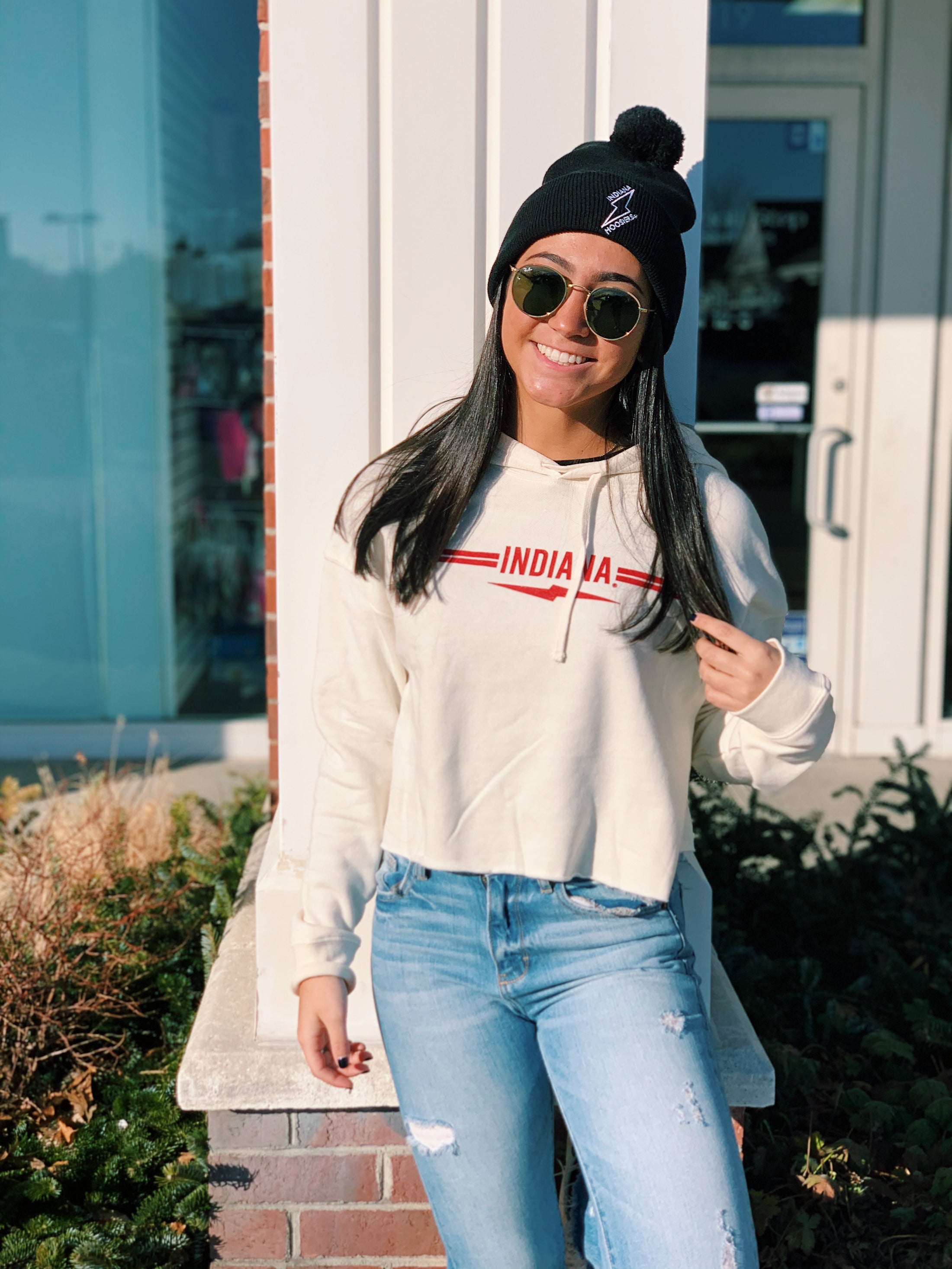 Indiana Lightning Bolt Stripe Cream Sweatshirt