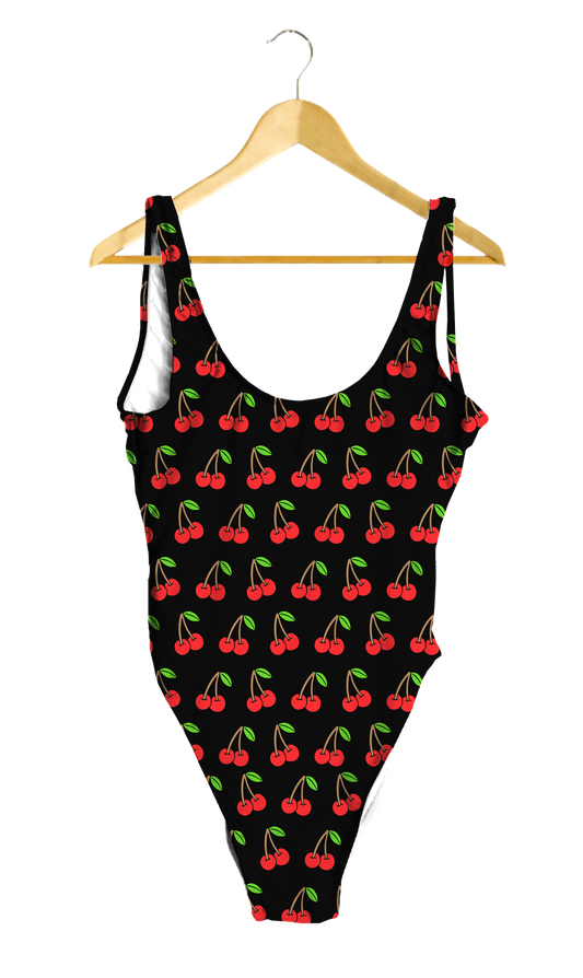 Cherries on Black One-Piece