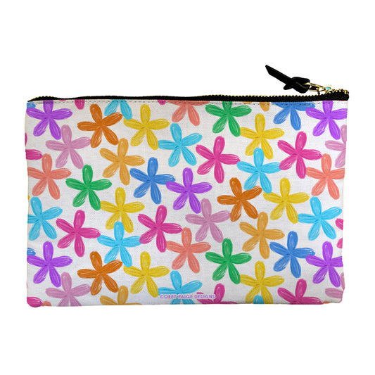 Colorful Painted Flowers Accessory Pouch
