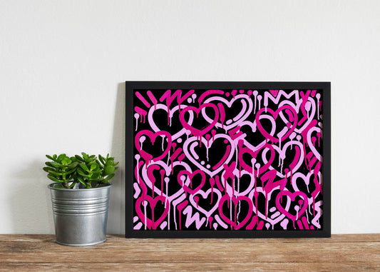 Pink & Black Electric Love Framed Print