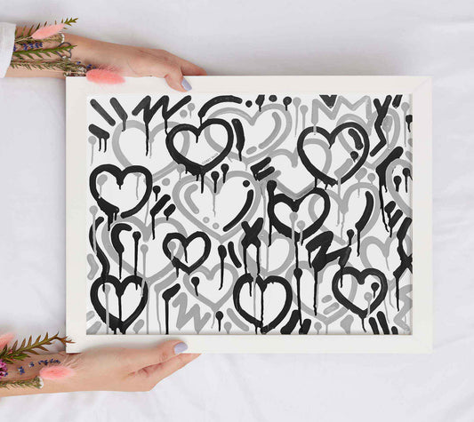 Black and Gray Electric Love Framed Print