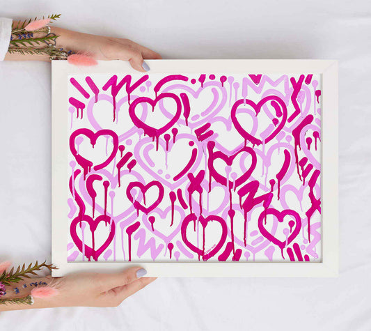 Pink & White Electric Love Framed Print