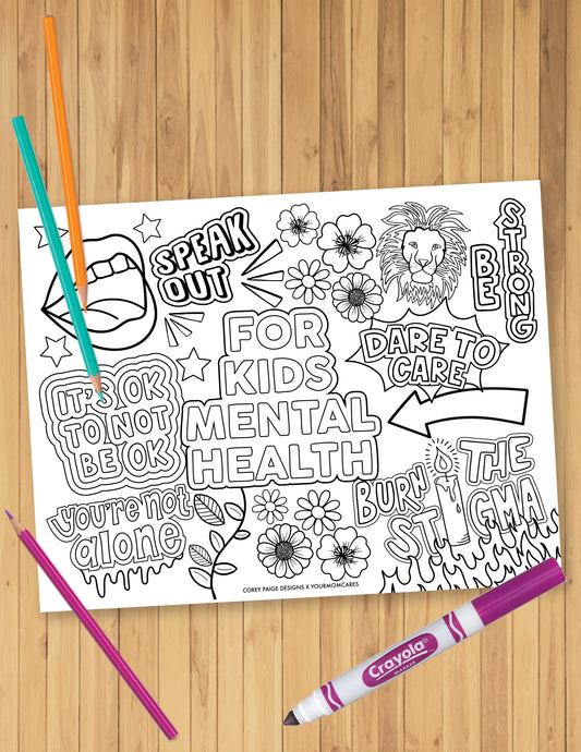 For Kids Mental Health Coloring Sheet