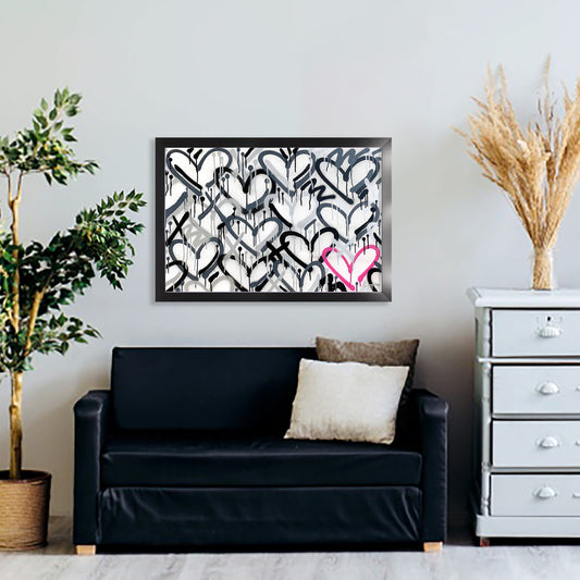 Gray Graffiti Accent Heart Framed Print
