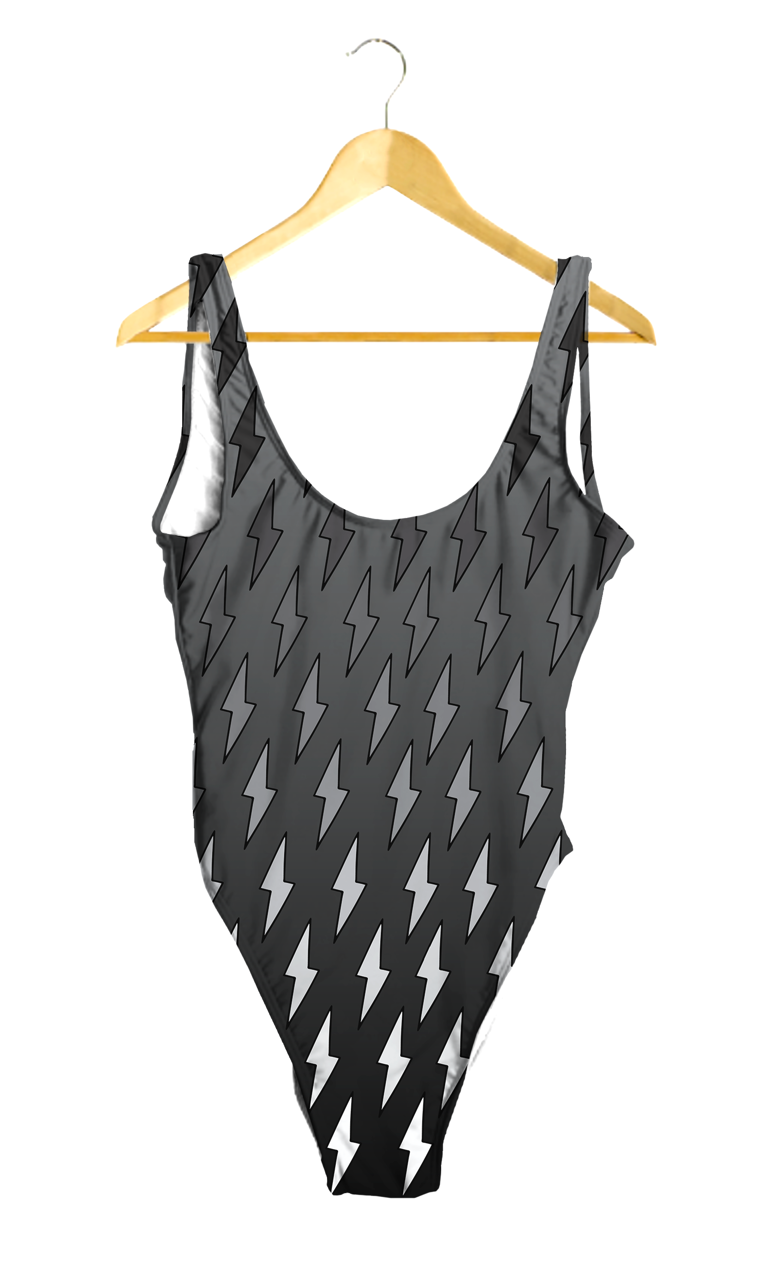 Gray Ombre Lightning Bolts One-Piece