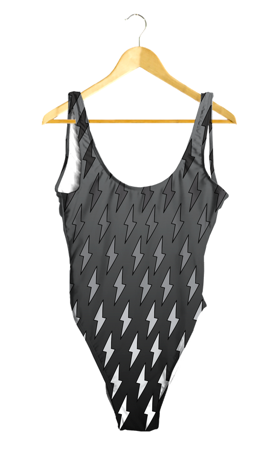 Gray Ombre Lightning Bolts One-Piece