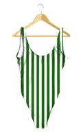 Load image into Gallery viewer, Green & White Striped One-Piece