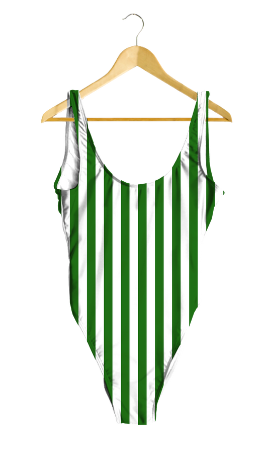 Green & White Striped One-Piece