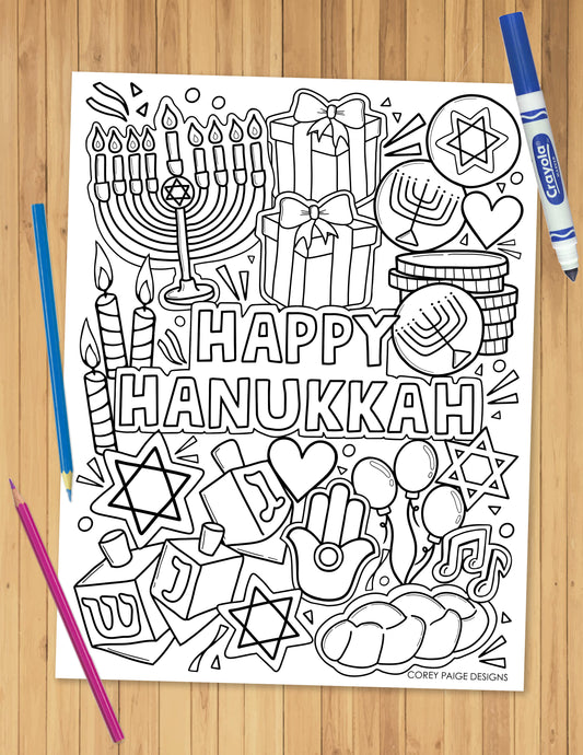 Happy Hanukkah Coloring Sheet