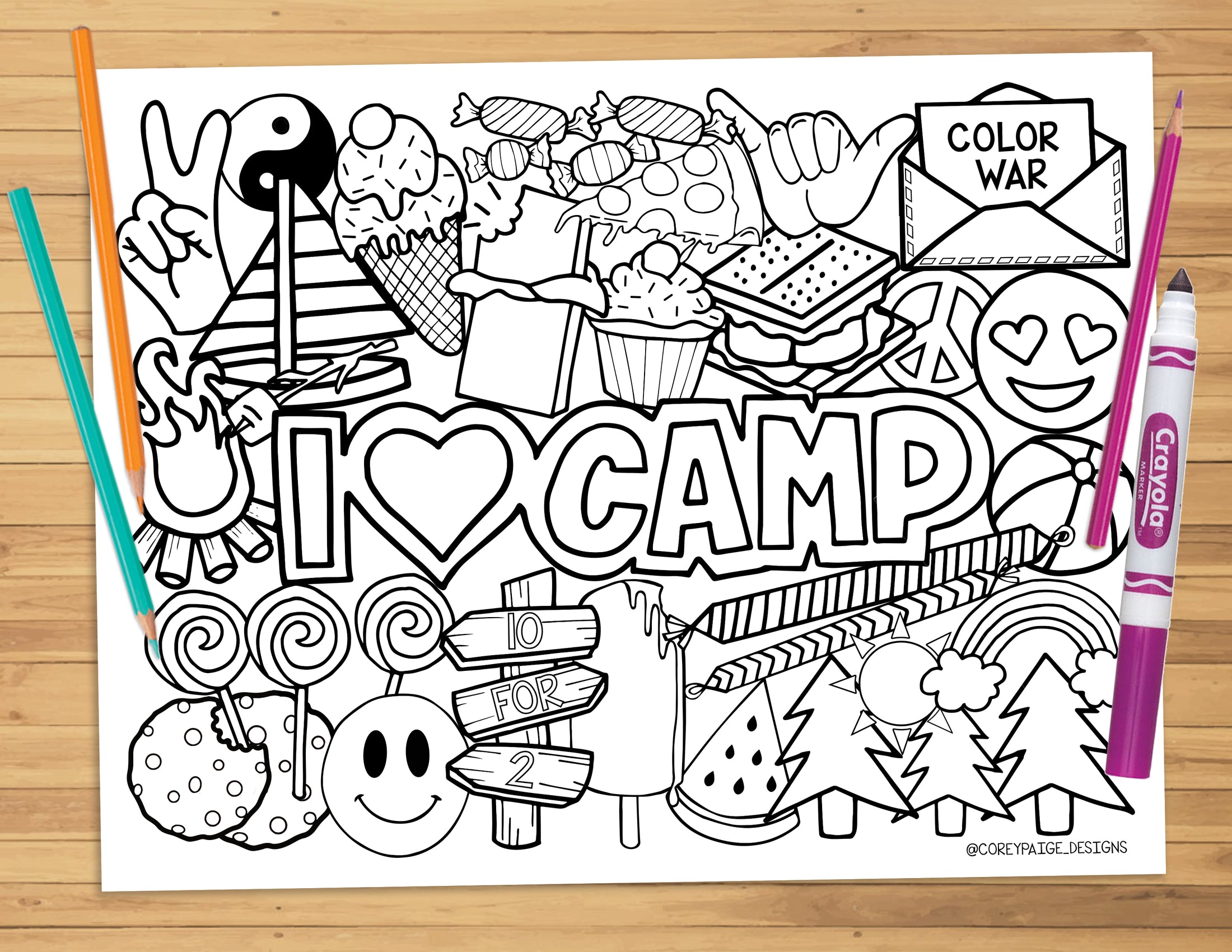 I Love Camp Coloring Sheet
