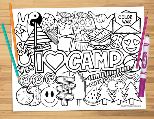 I Love Camp Coloring Sheet