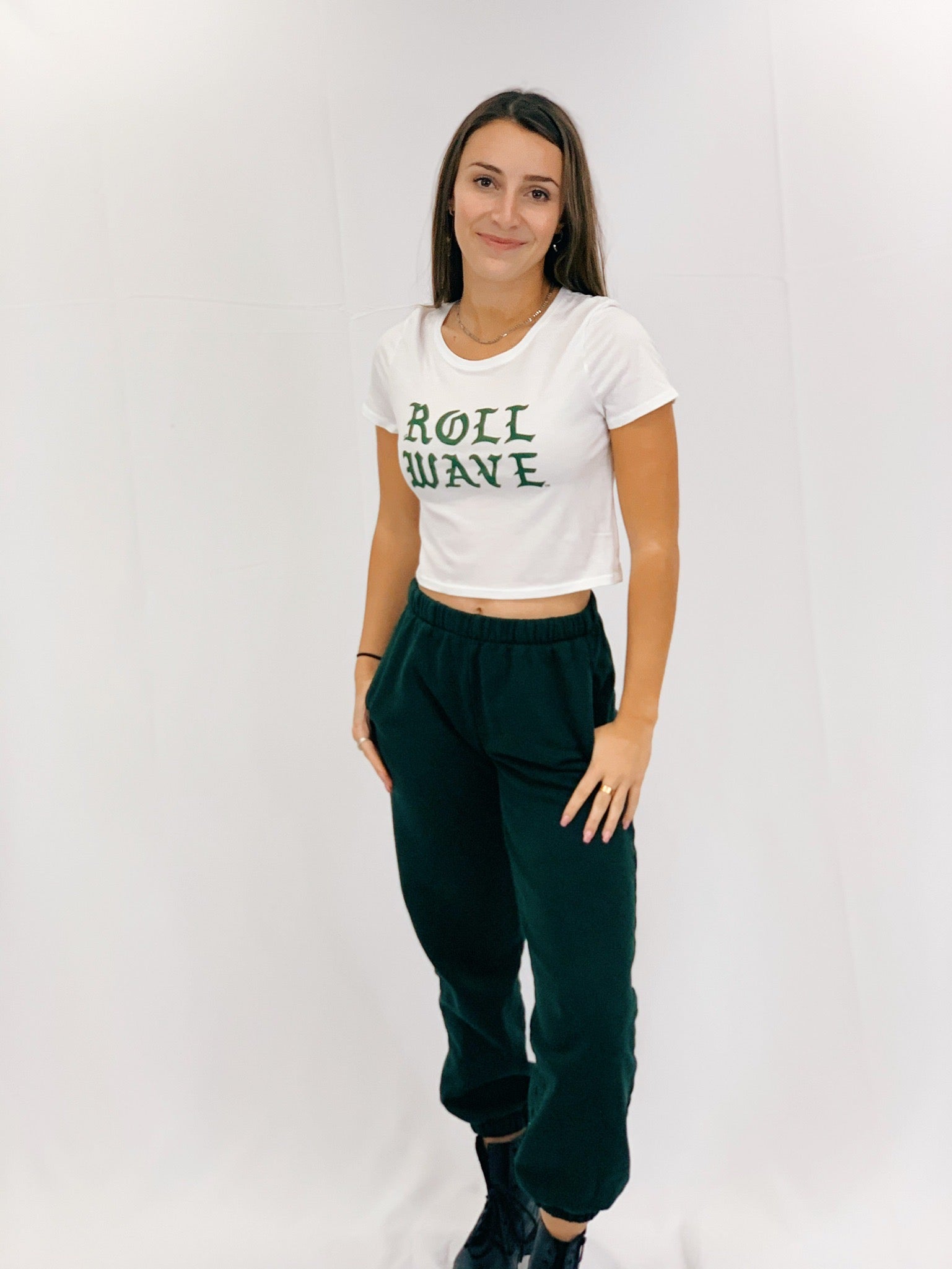 Roll Wave Gothic Crop Tee