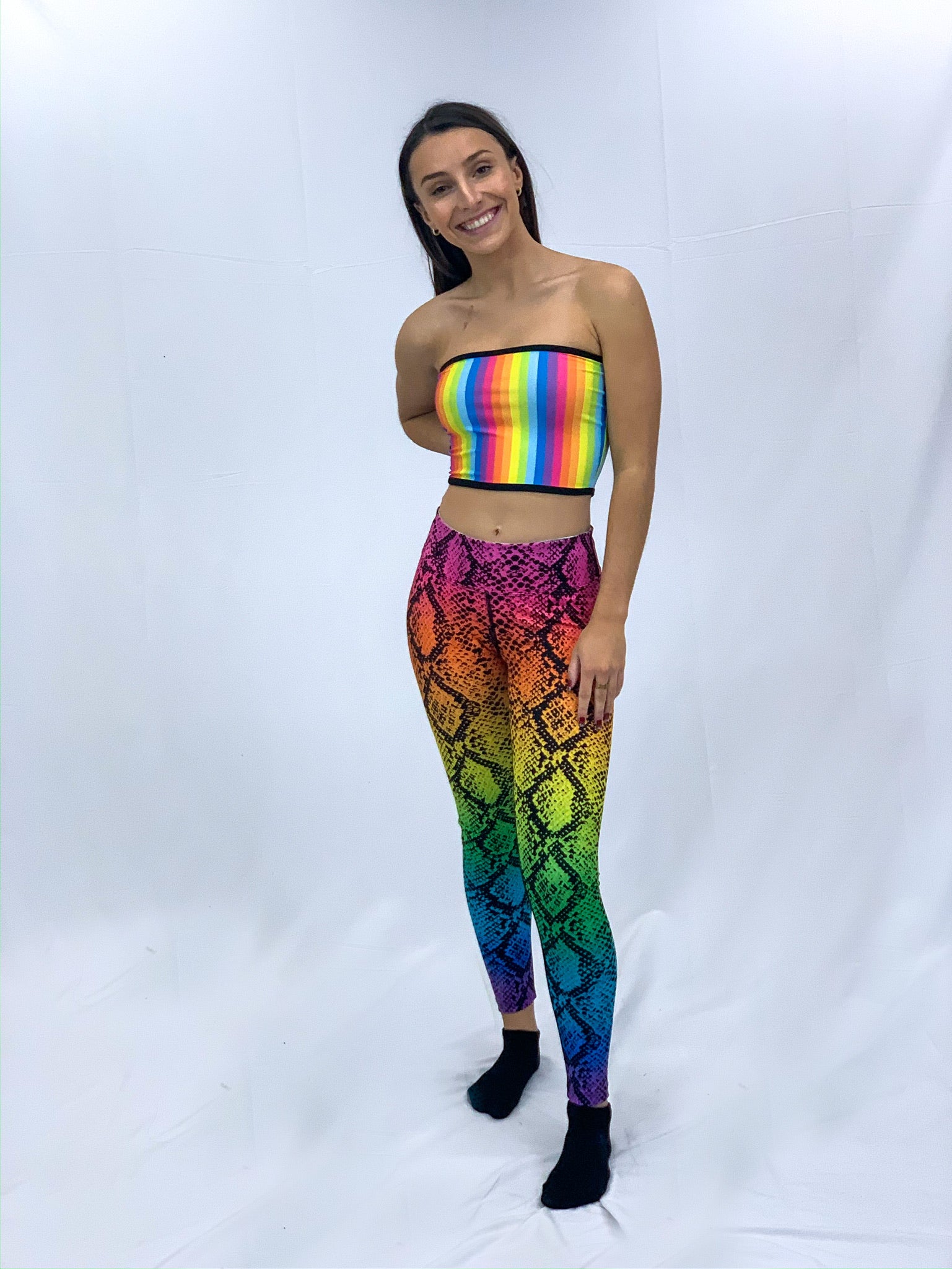 Two Piece Multi Color Legging Set  Multicolor leggings, Crop top