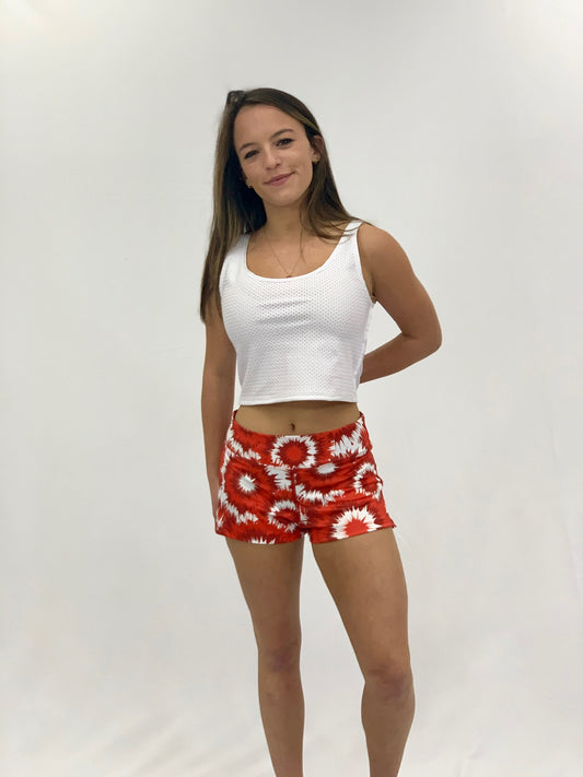Red & White Tie Dye Shorts