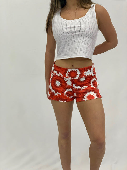 Red & White Tie Dye Shorts
