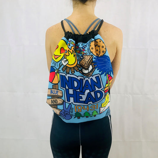 Camp Collage Drawstring Bag