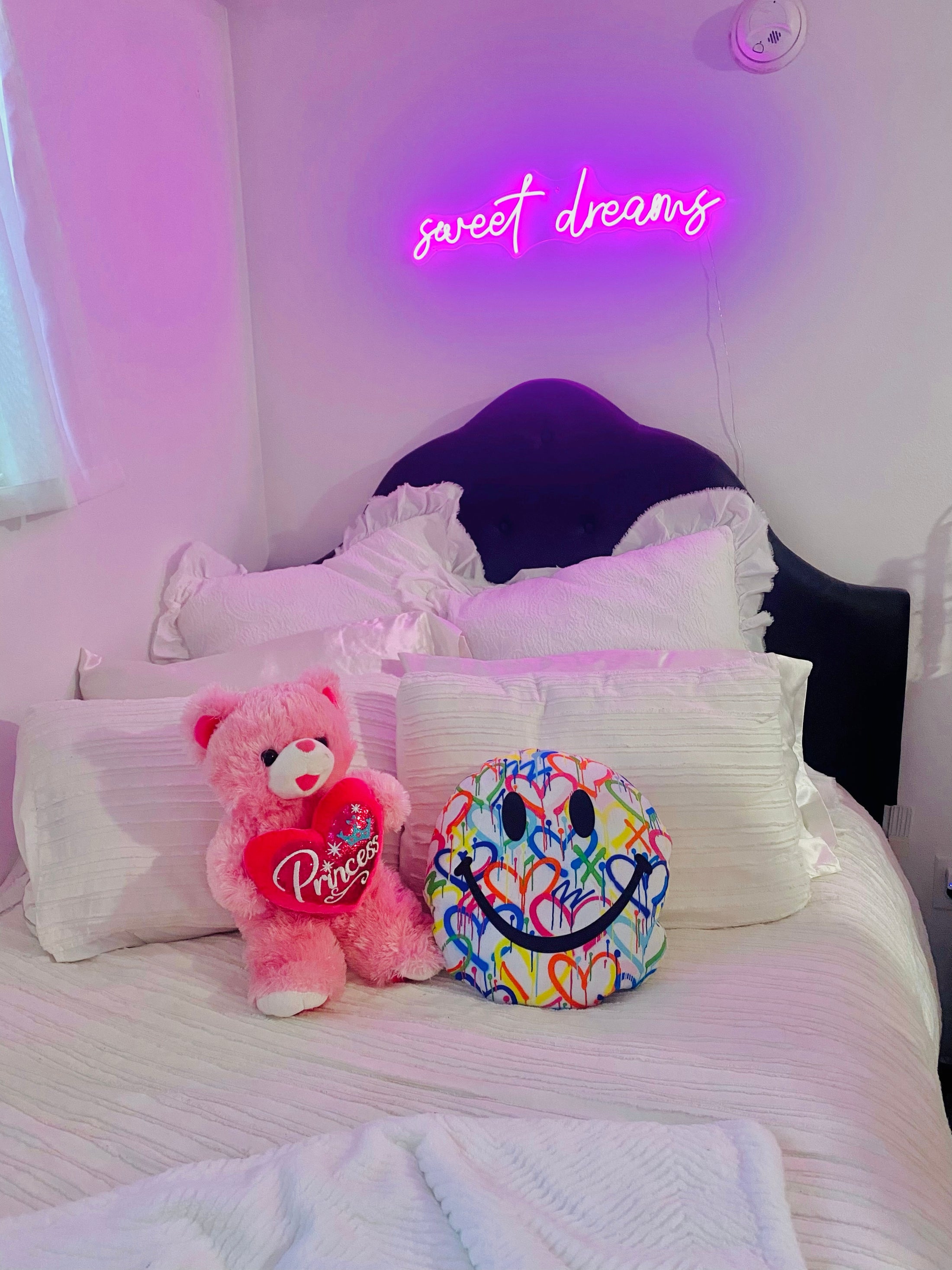 Rainbow Graffiti Hearts Happy Face Painting Pillow